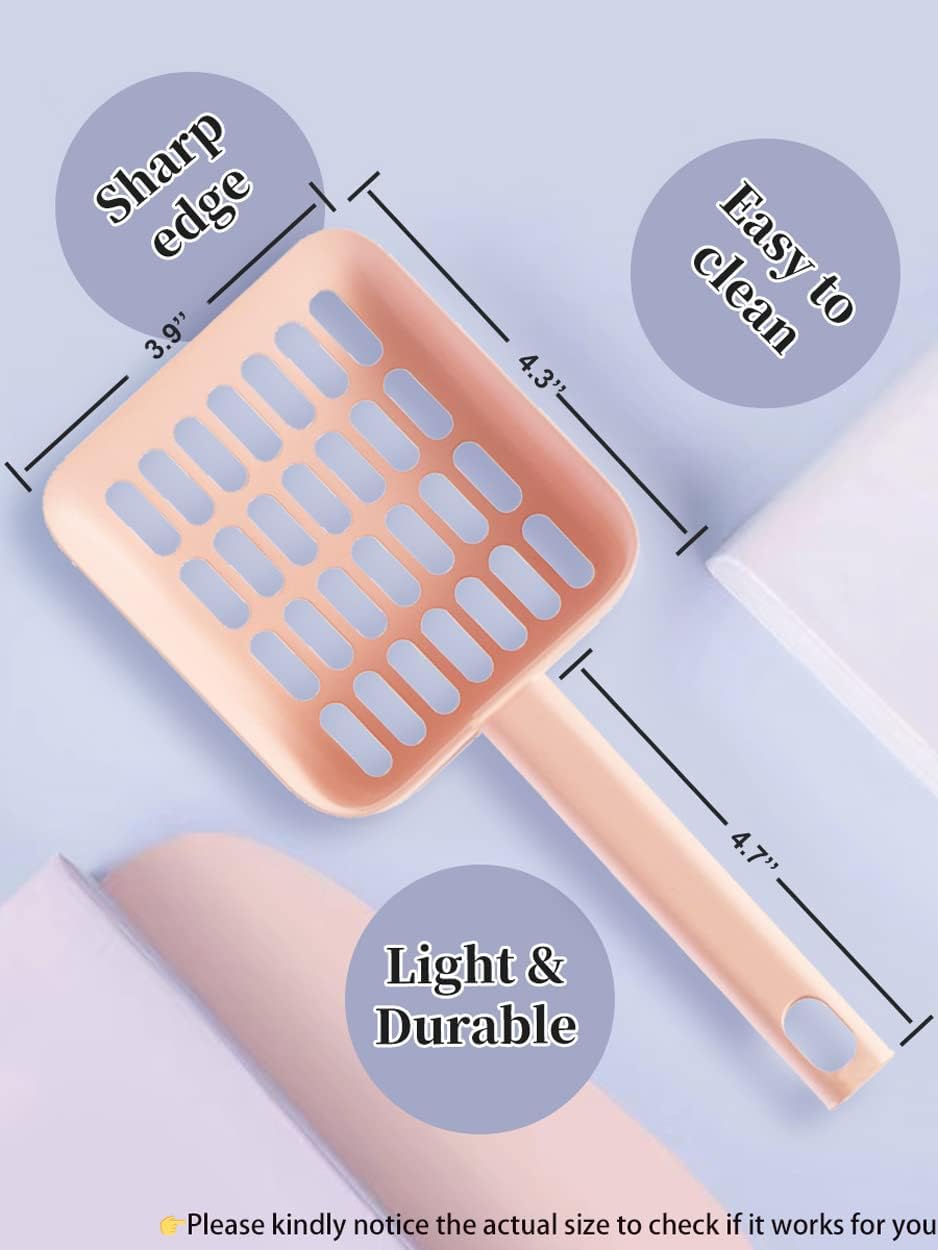Cat Litter Scooper with Caddy Holder, Cat Scooper for Litter Box with Stand, A Nice Addition to cat Litter Tray Box, Store The cat Litter Scoop When not in use, Modern, Durable and Cute -Light Pink