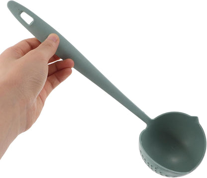 6pcs Long Handle Plastic Soup Ladle and Pasta Strainer Set, Wheat Straw Fiber Slotted Spoons for Hot Pot Cooking, Dual-color Pink and Light Green Cooking Serving Utensils