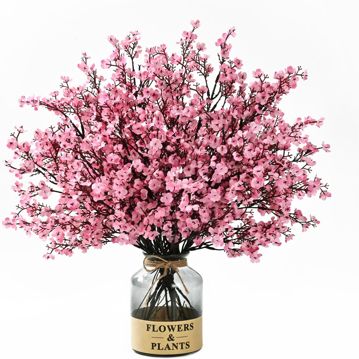 15Pcs Fake Flowers Babys Breath Silk, Real Touch Pink Artificial Flowers Bulk with Bendable Stems, Pink Faux Flowers Babys Breath for Valentine's Day Spring Wedding Party Decor