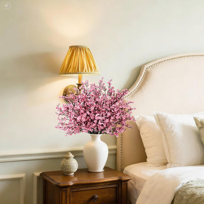 15Pcs Fake Flowers Babys Breath Silk, Real Touch Pink Artificial Flowers Bulk with Bendable Stems, Pink Faux Flowers Babys Breath for Valentine's Day Spring Wedding Party Decor