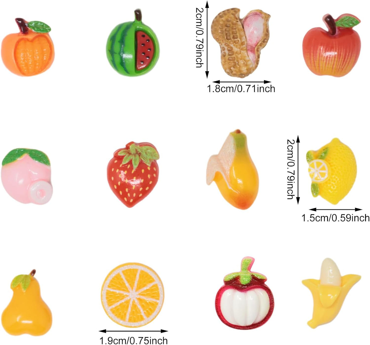 72PCS Simulated Fruit Flatback Resin Charms Cute Fruit Slime Charms Strawberry Lemon Resin Embellishments Tomato Peach Banana Resin Cabochons Beads Crafts Jewelry Making Decoration Accessories