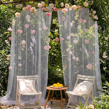 Pink Bow Table Cloth 30 x 120 Inch Pearl Tulle Table Decor