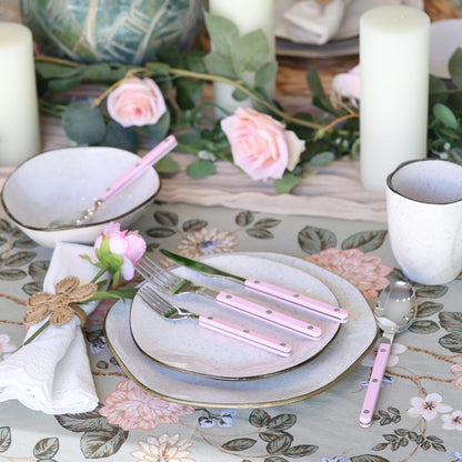 ANNOVA Silverware Set, Retro/Rivet Colorful Stainless Steel Tableware Kitchen Flatware Set Utensils, Includes Dinner Knives, Forks, Spoons, Salad Forks & Dessert Spoons (Light Pink, 10 Pieces)