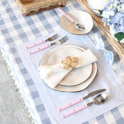 ANNOVA Silverware Set, Retro/Rivet Colorful Stainless Steel Tableware Kitchen Flatware Set Utensils, Includes Dinner Knives, Forks, Spoons, Salad Forks & Dessert Spoons (Light Pink, 10 Pieces)