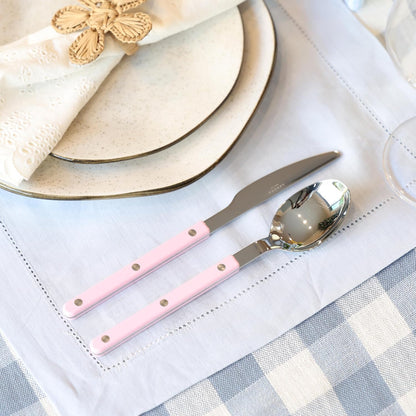 ANNOVA Silverware Set, Retro/Rivet Colorful Stainless Steel Tableware Kitchen Flatware Set Utensils, Includes Dinner Knives, Forks, Spoons, Salad Forks & Dessert Spoons (Light Pink, 10 Pieces)