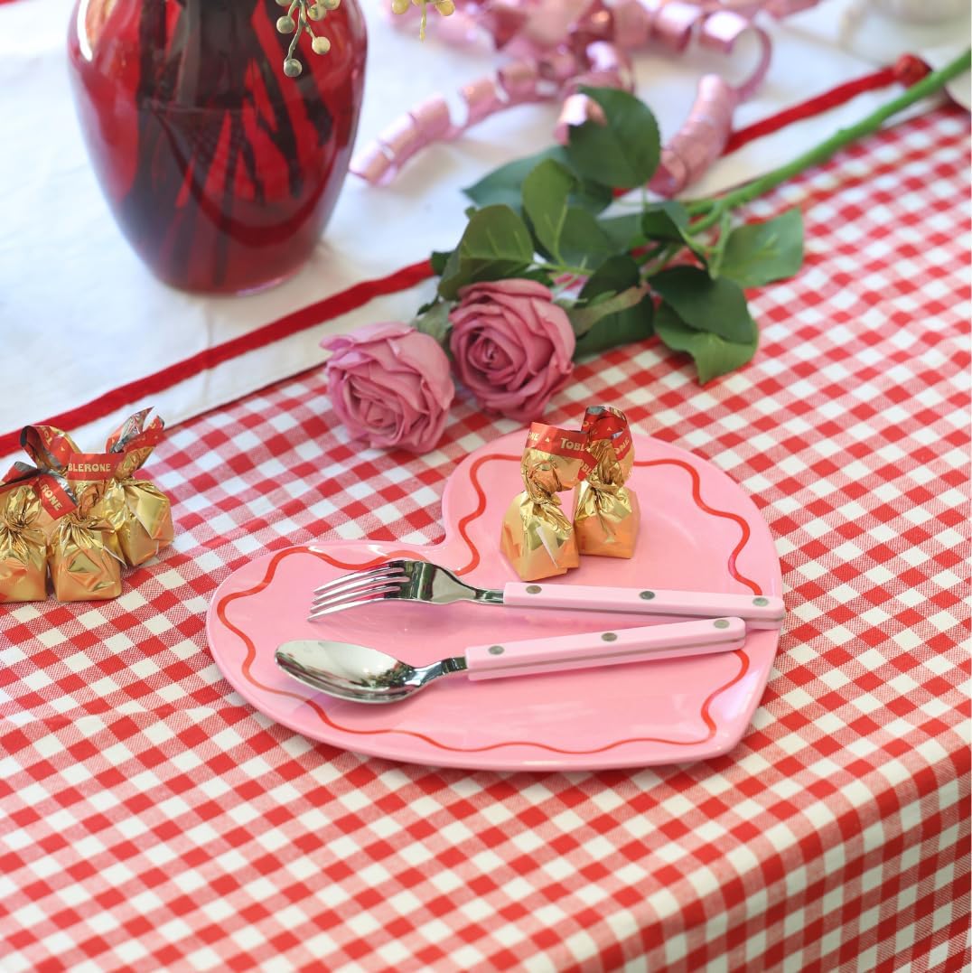 ANNOVA Silverware Set, Retro/Rivet Colorful Stainless Steel Tableware Kitchen Flatware Set Utensils, Includes Dinner Knives, Forks, Spoons, Salad Forks & Dessert Spoons (Light Pink, 10 Pieces)