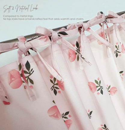 Girly Pink Floral Shower Curtain Cotton Blend 72x72 Inches Machine Wash