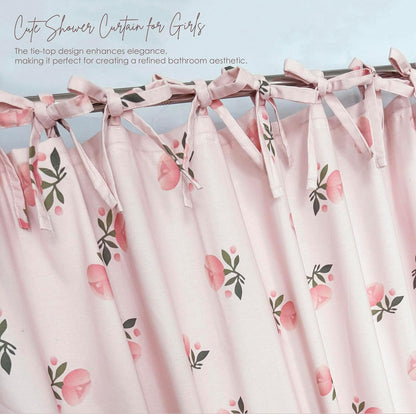 Girly Pink Floral Shower Curtain Cotton Blend 72x72 Inches Machine Wash