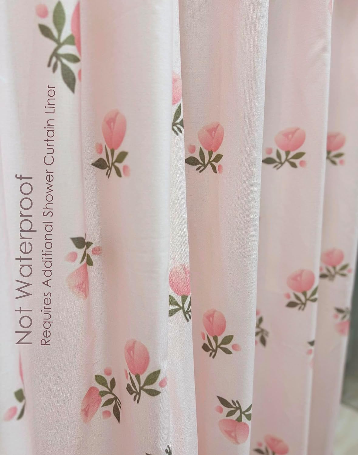 Girly Pink Floral Shower Curtain Cotton Blend 72x72 Inches Machine Wash