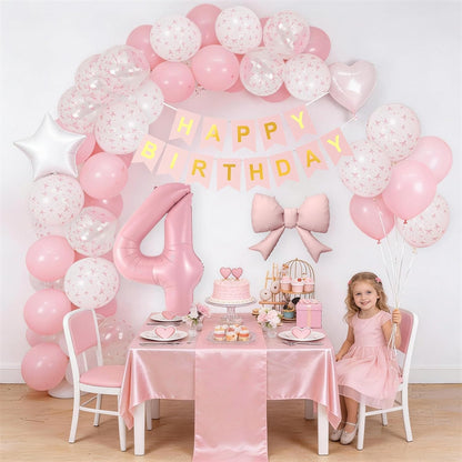 1st Pink Bow Birthday Decorations for Girls,Pink White Bow Latex Balloons