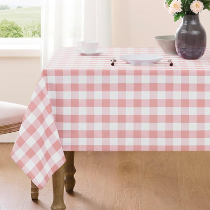 Pink Gingham Tablecloth Rectangle Checkered Tablecloth Washable