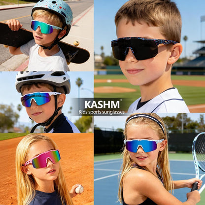 Kids Baseball Sunglasses for Boys Girls Age 3-12,Softball Sports