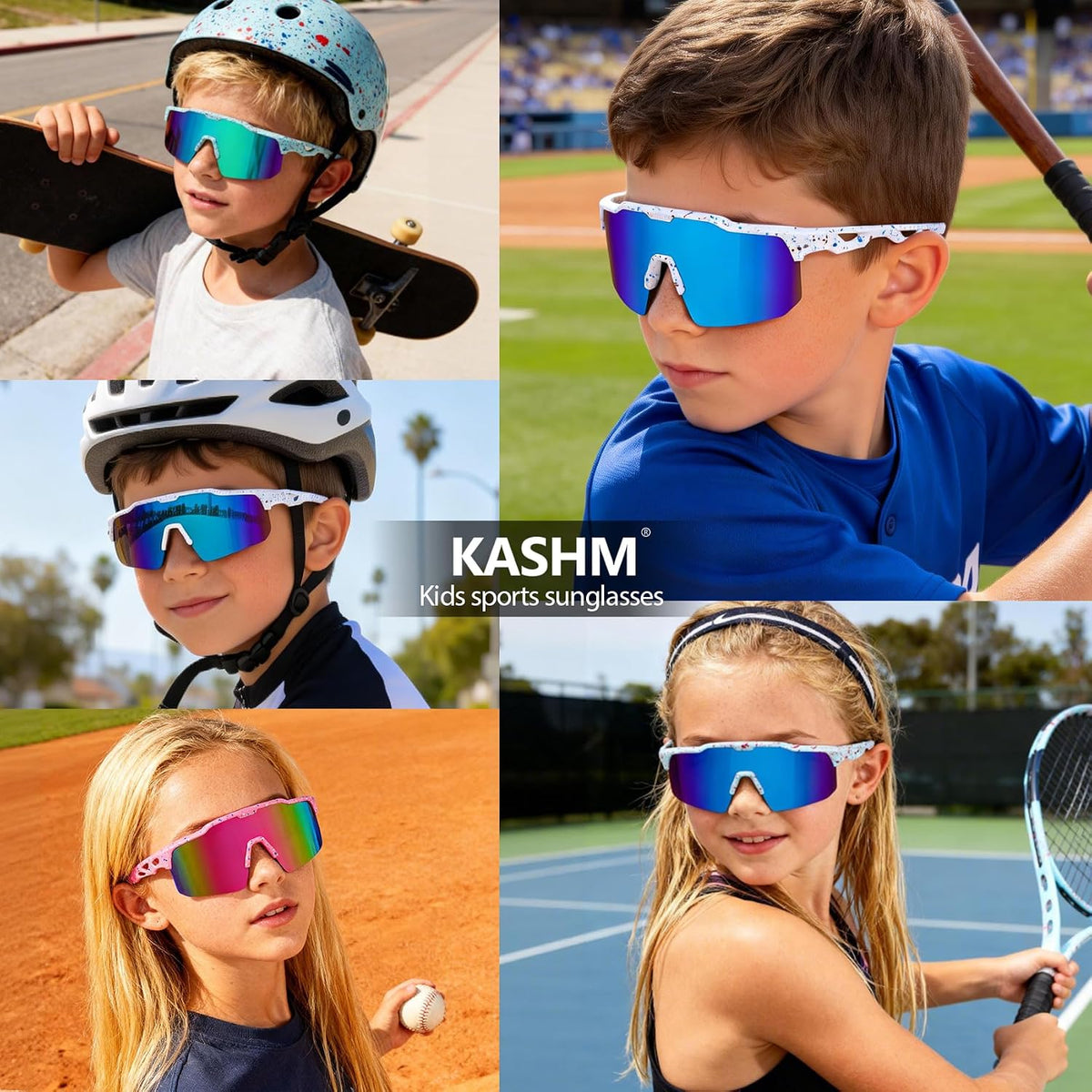 Kids Baseball Sunglasses for Boys Girls Age 3-12,Softball Sports