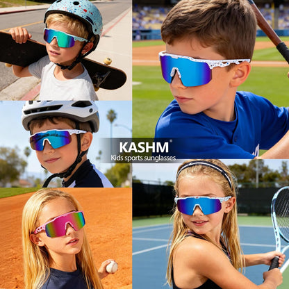 Kids Baseball Sunglasses for Boys Girls Age 3-12,Softball Sports