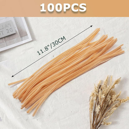 100 Pcs Peach Pipe Cleaners Chenille 6mm x 12" Craft