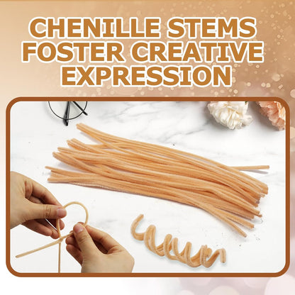 100 Pcs Peach Pipe Cleaners Chenille 6mm x 12" Craft