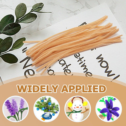 100 Pcs Peach Pipe Cleaners Chenille 6mm x 12" Craft