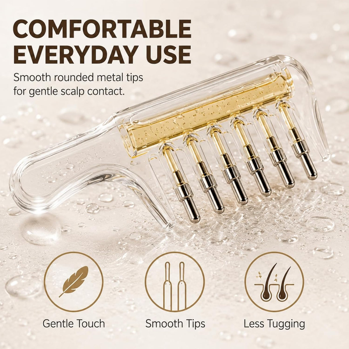 Refillable Scalp Oil Applicator Comb with 7 Metal Massage Tips，Pink-1PC