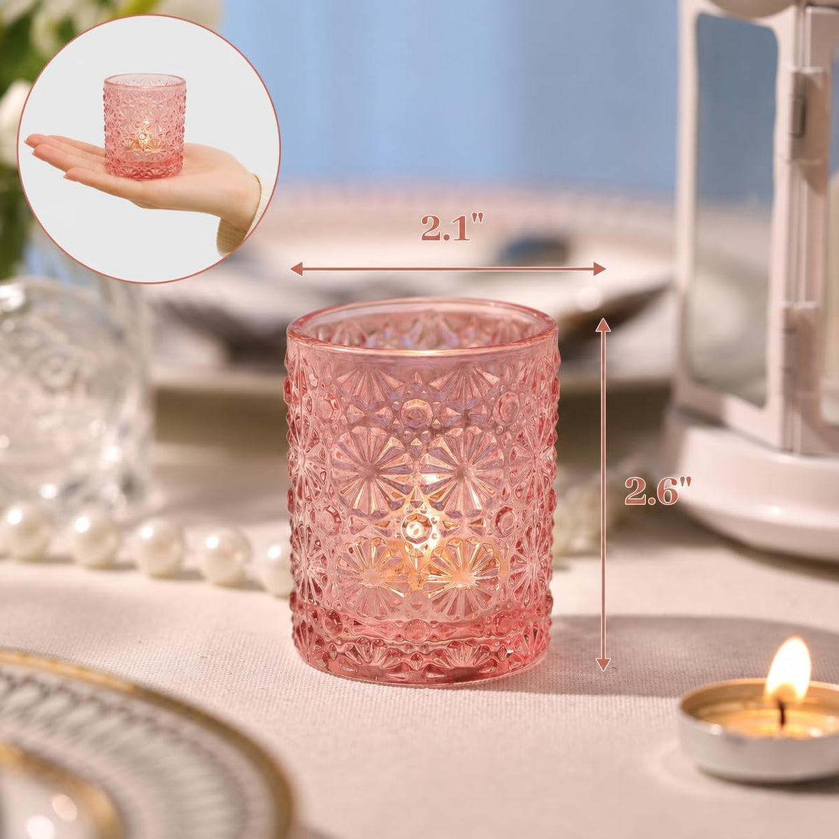 36 Pack Pink Votive Candle Holder 2.2ʺ*2.6ʺ Tealight Candle Holders