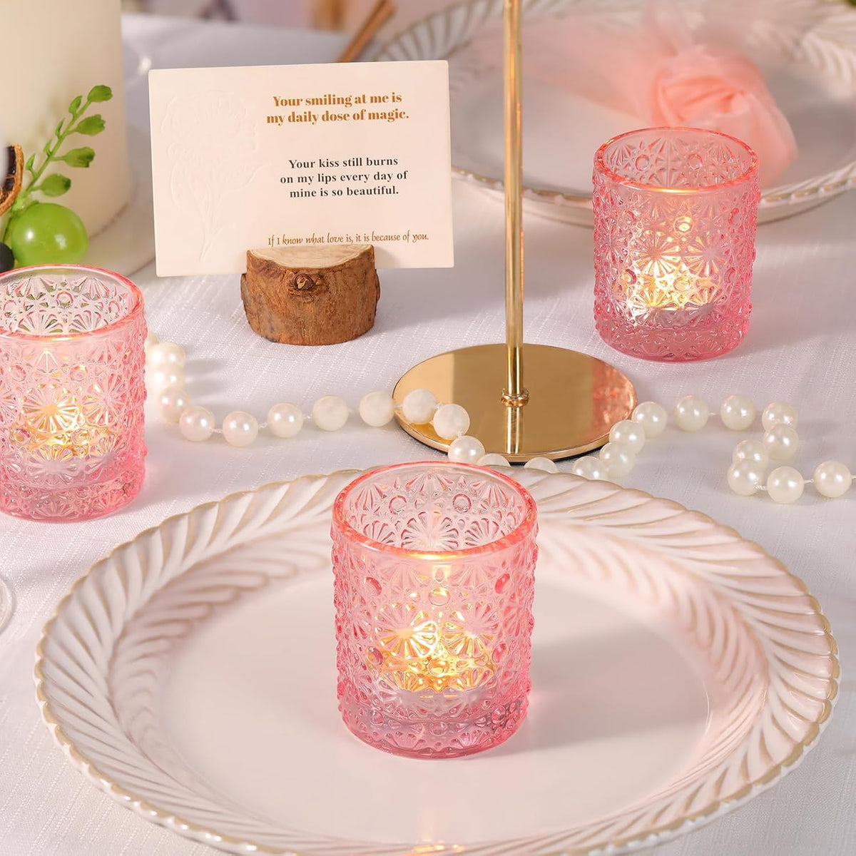 36 Pack Pink Votive Candle Holder 2.2ʺ*2.6ʺ Tealight Candle Holders