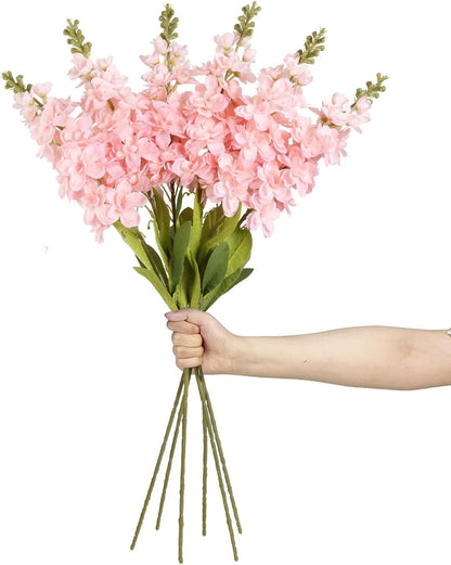 Pink Delphinium Artificial Flowers 33.46 in Hyacinth Snapdragon Antirrhinum Artificial Flowers 6 PCS Silk Flowers Long Stem Flowers for Wedding Home Decor(Pink)