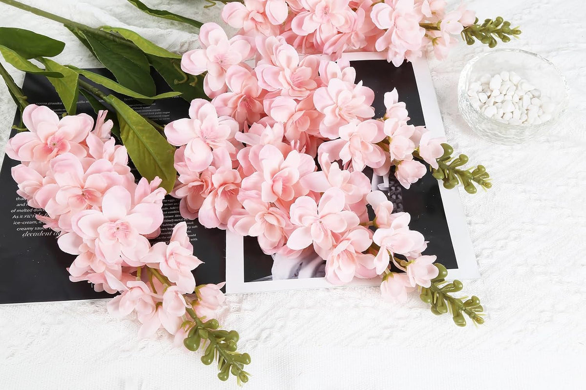 Pink Delphinium Artificial Flowers 33.46 in Hyacinth Snapdragon Antirrhinum Artificial Flowers 6 PCS Silk Flowers Long Stem Flowers for Wedding Home Decor(Pink)