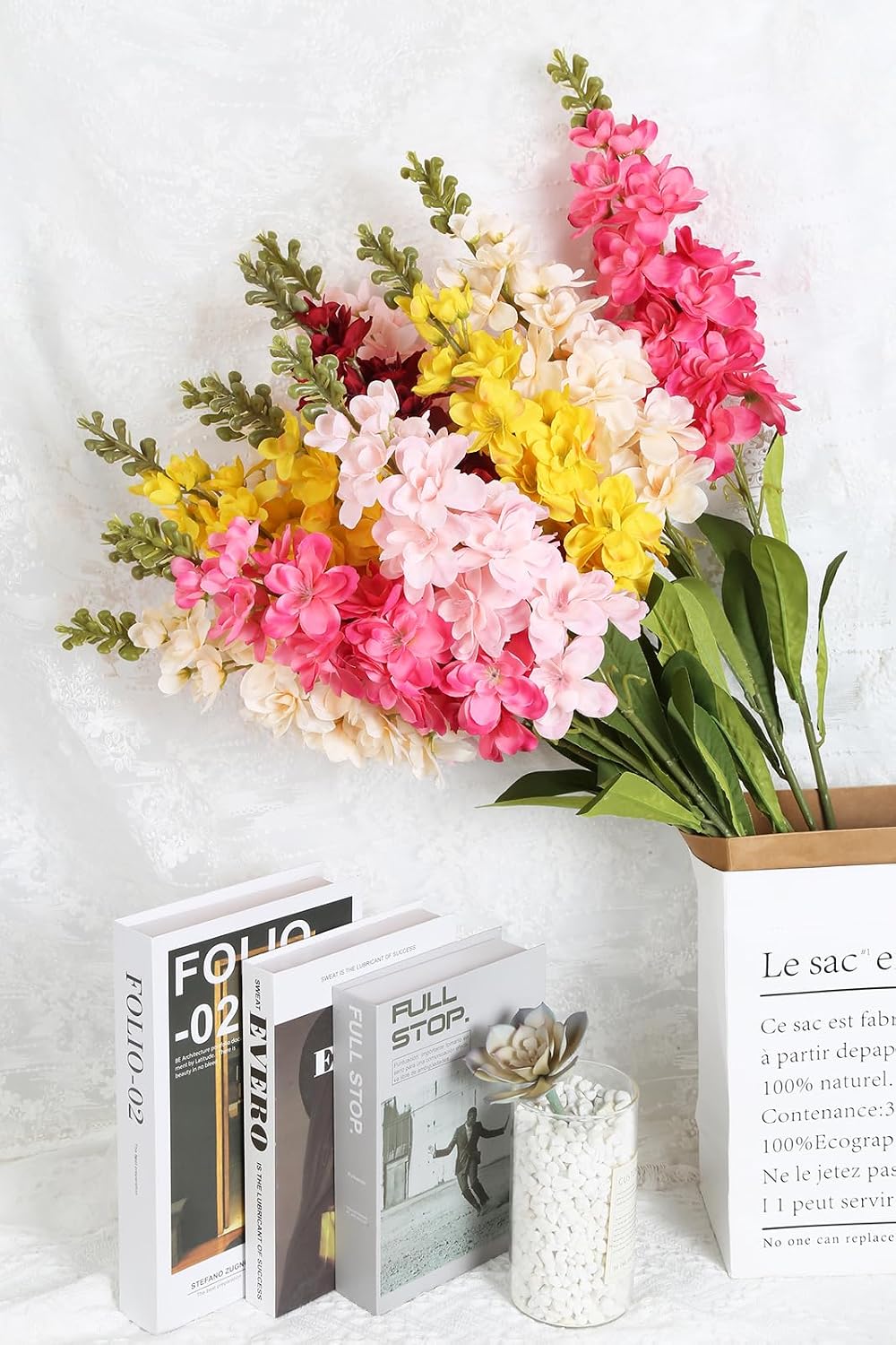 Pink Delphinium Artificial Flowers 33.46 in Hyacinth Snapdragon Antirrhinum Artificial Flowers 6 PCS Silk Flowers Long Stem Flowers for Wedding Home Decor(Pink)