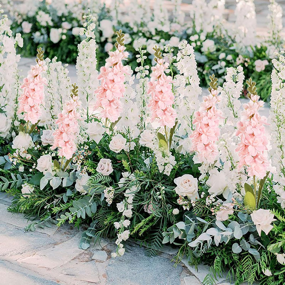 Pink Delphinium Artificial Flowers 33.46 in Hyacinth Snapdragon Antirrhinum Artificial Flowers 6 PCS Silk Flowers Long Stem Flowers for Wedding Home Decor(Pink)