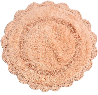 Crochet Collection - Designer, Plush 100% Cotton Round, Oval Bath Area Rug (28 inches, Peach Cobbler)