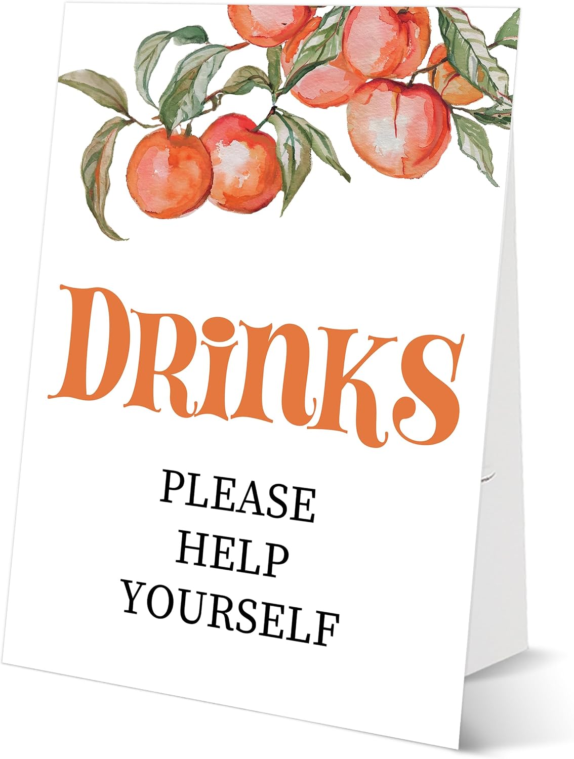 Peach Baby Shower Tabletop Sign, Drinks Please Help Yourself, Include One 8×11 Sign with holder, Sweet Peach Gender Reveal Party Decoration Supplies - FL52
