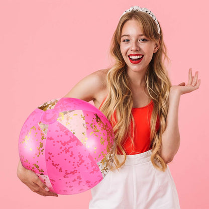 Pink Beach Balls 16 Inch Inflatable Glitter Play