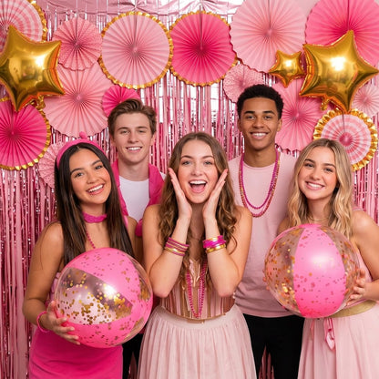 Pink Beach Balls 16 Inch Inflatable Glitter Play