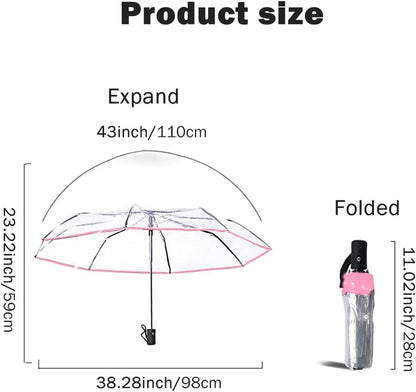 Clear Umbrella,Auto Open Close Transparent Compact Umbrellas 8 Ribs,Windproof Travel Umbrellas for Rain,Portable Clear Rain Umbrella for Travel,for Adult Unisex
