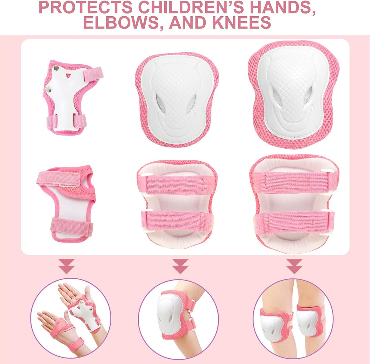 Kids Bike Helmet Set, Toddler Helmet for Ages 2-8 Boys Girls with Sports Protective Gear Set Knee Elbow Wrist Pads for Skateboard Cycling Scooter Rollerblading