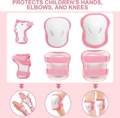 Kids Bike Helmet Set, Toddler Helmet for Ages 2-8 Boys Girls with Sports Protective Gear Set Knee Elbow Wrist Pads for Skateboard Cycling Scooter Rollerblading