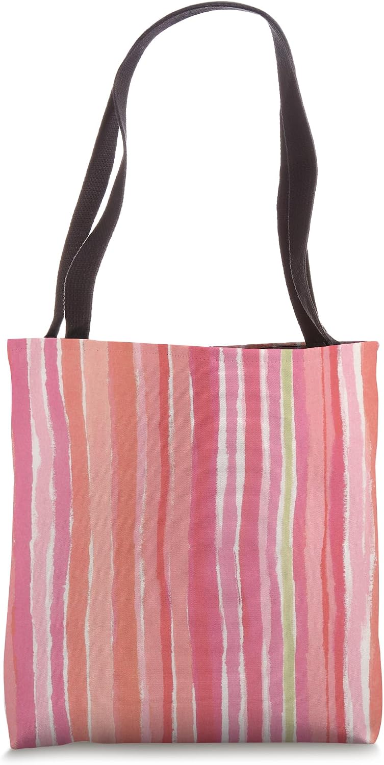 Pastel Pink Peach Vertical Stripe Pattern Cute Summer Tote Bag
