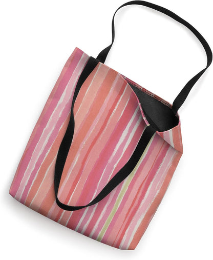 Pastel Pink Peach Vertical Stripe Pattern Cute Summer Tote Bag