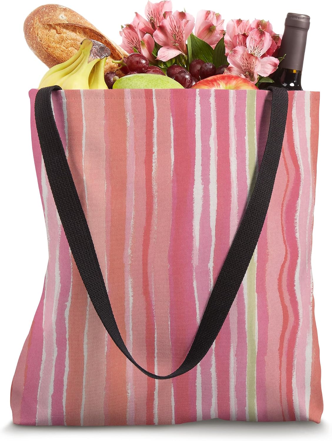 Pastel Pink Peach Vertical Stripe Pattern Cute Summer Tote Bag