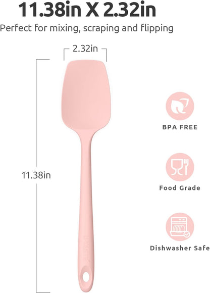 Silicone Spoon Spatula, 600°F High Temp Spoonula, 11.38", Pink