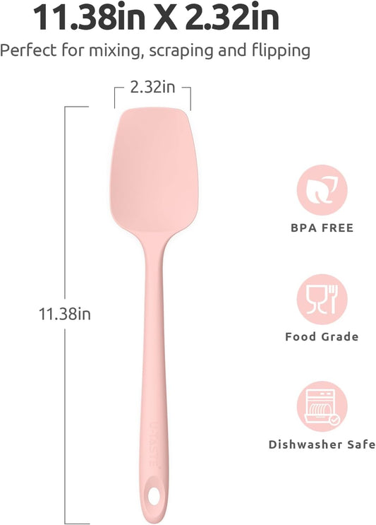 Silicone Spoon Spatula, 600°F High Temp Spoonula, 11.38", Pink