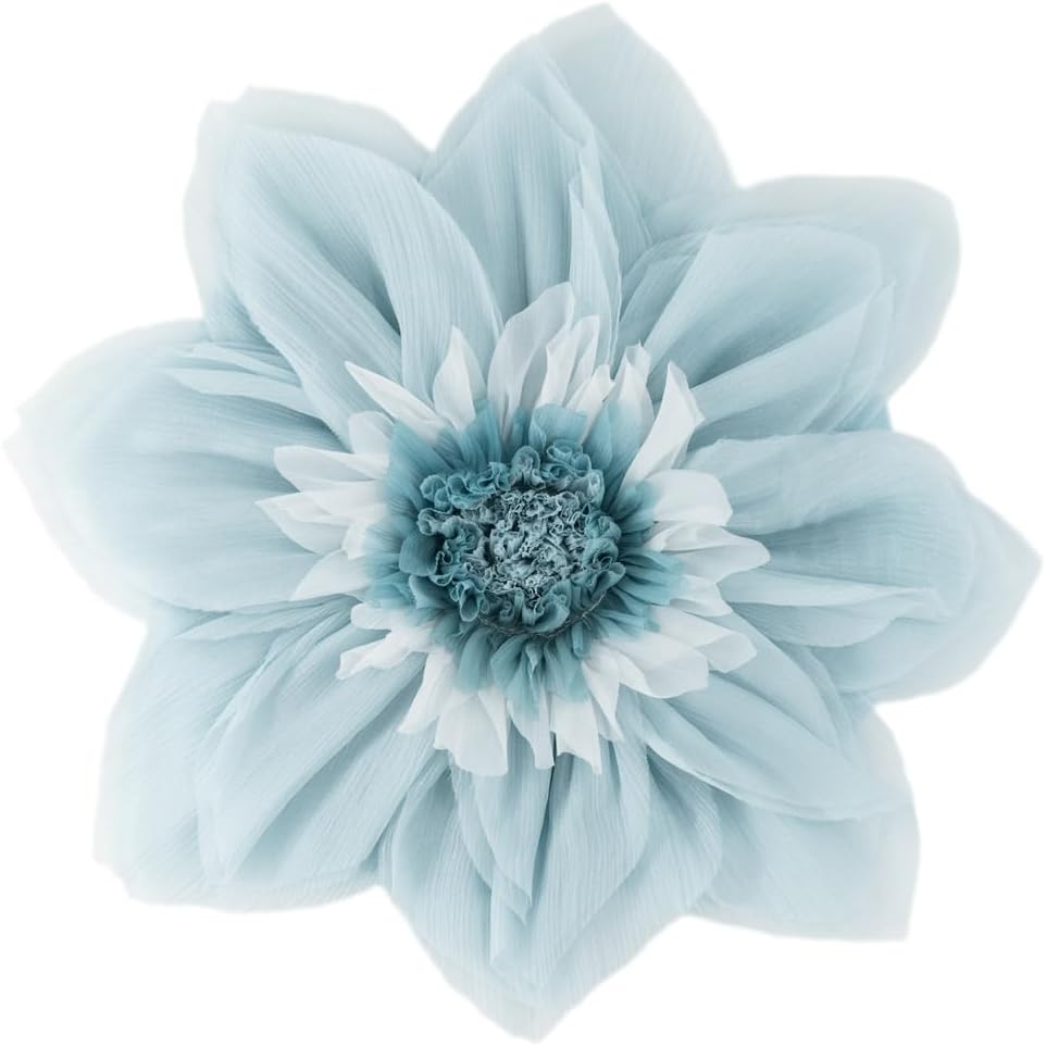 Blue 3D Flower Round Throw Pillow Handmade Floral Accent Cushion, Cute Small Decorative Pillows with Insert for Bed Sofa Couch Chair Living Room Boho Farmhouse Home Decor 12inch