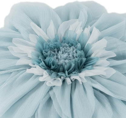 Blue 3D Flower Round Throw Pillow Handmade Floral Accent Cushion, Cute Small Decorative Pillows with Insert for Bed Sofa Couch Chair Living Room Boho Farmhouse Home Decor 12inch