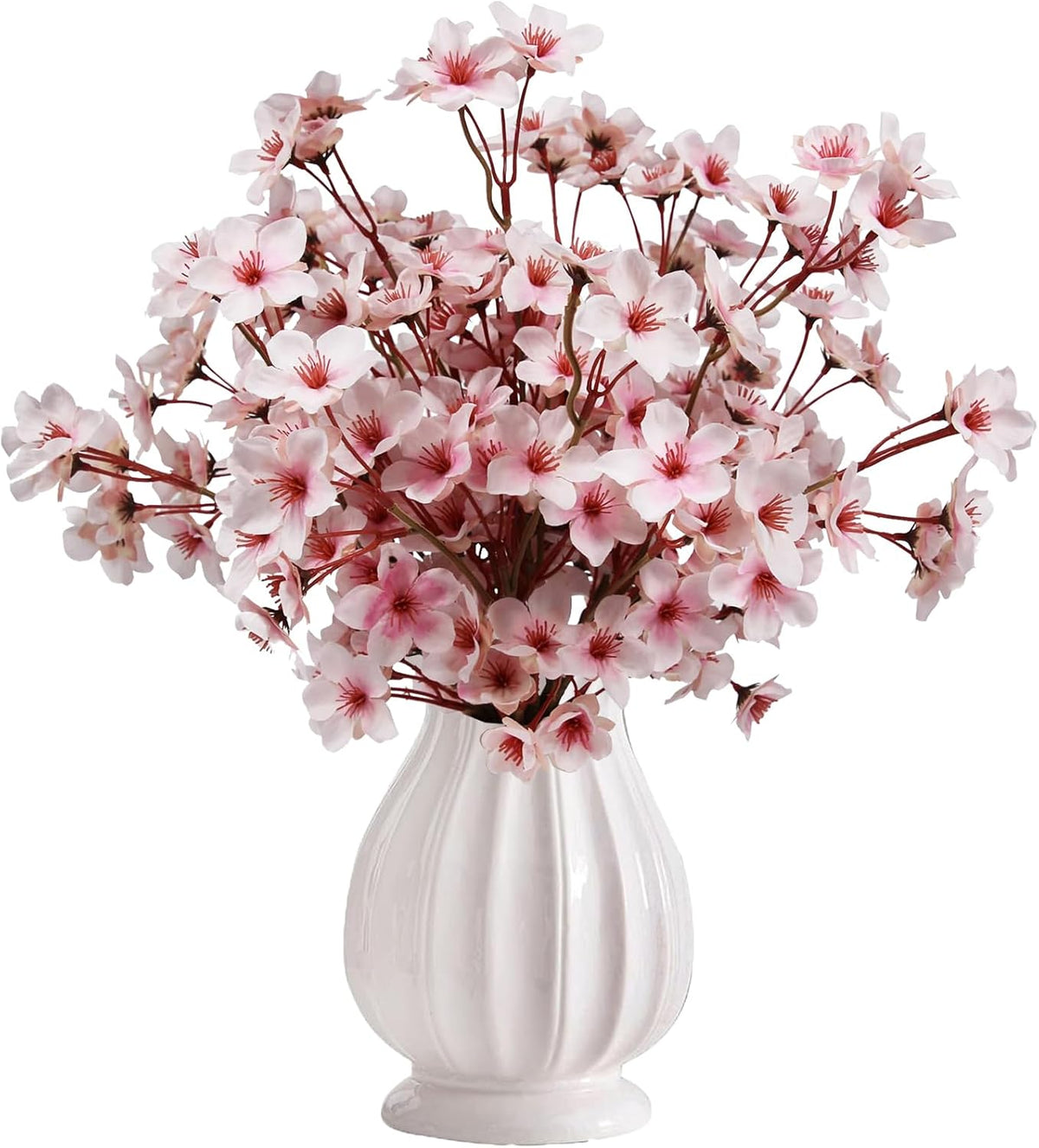 Artificial Cherry Blossom Branches, 6 Pcs Fake Peach Flowers Stems Silk Flower for Spring Table Centerpiece Wedding Home Decor (6, Pink)