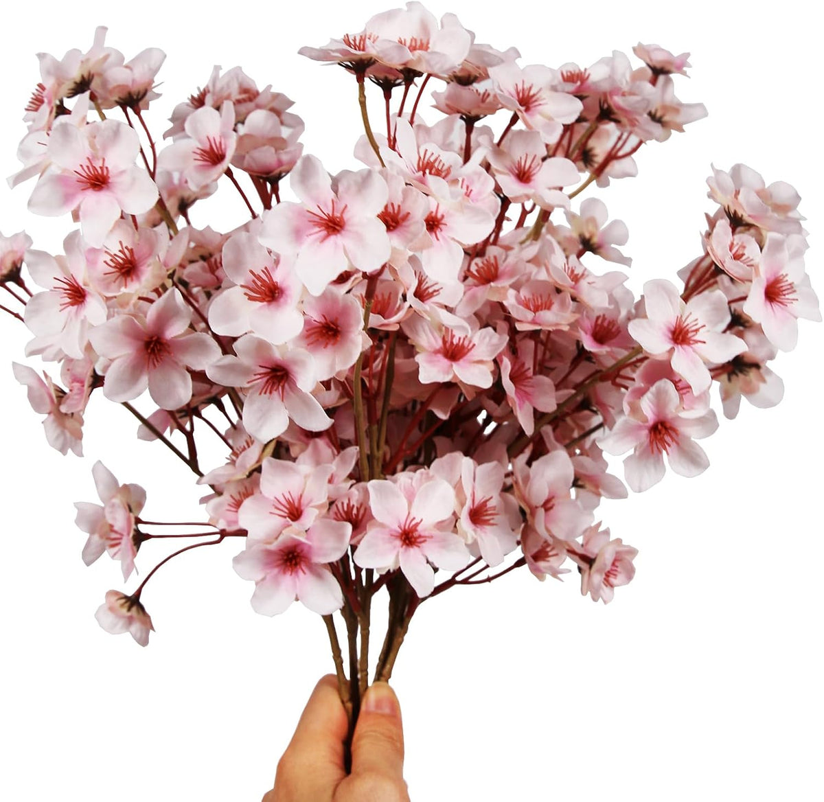 Artificial Cherry Blossom Branches, 6 Pcs Fake Peach Flowers Stems Silk Flower for Spring Table Centerpiece Wedding Home Decor (6, Pink)