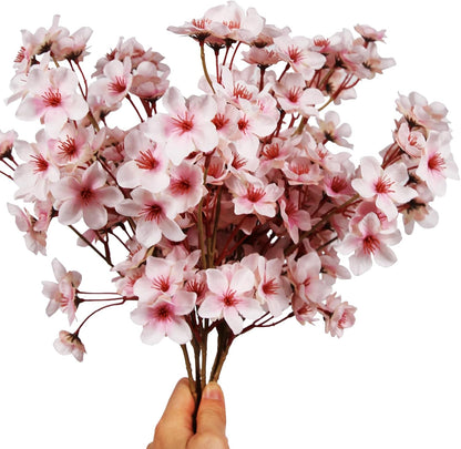 Artificial Cherry Blossom Branches, 6 Pcs Fake Peach Flowers Stems Silk Flower for Spring Table Centerpiece Wedding Home Decor (6, Pink)