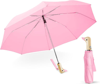 Cute Duck Umbrella Automatic, Compact Collapsible Travel for Adults & Kids