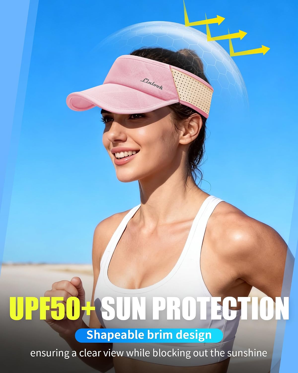 Sports Sun Visor for Men & Women Breathable Mesh, Stretchy Foldable Cooling Visor Hat for Running, Golf, Tennis, Hiking