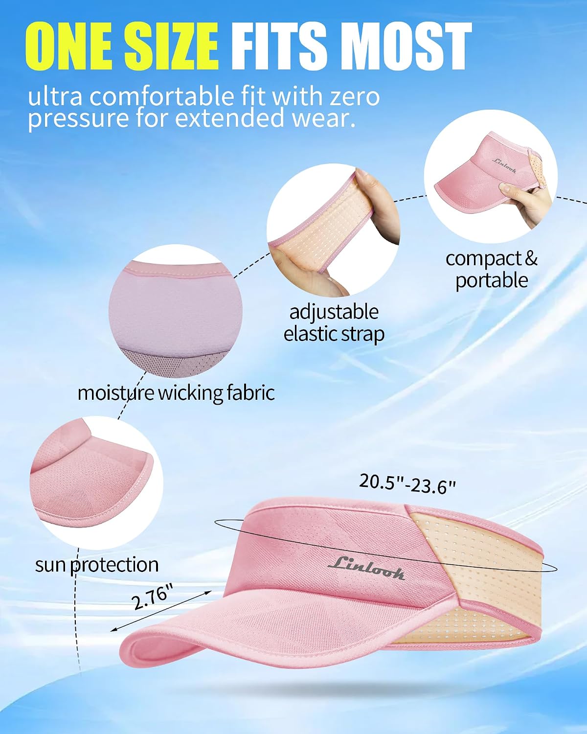 Sports Sun Visor for Men & Women Breathable Mesh, Stretchy Foldable Cooling Visor Hat for Running, Golf, Tennis, Hiking