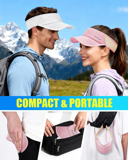 Sports Sun Visor for Men & Women Breathable Mesh, Stretchy Foldable Cooling Visor Hat for Running, Golf, Tennis, Hiking