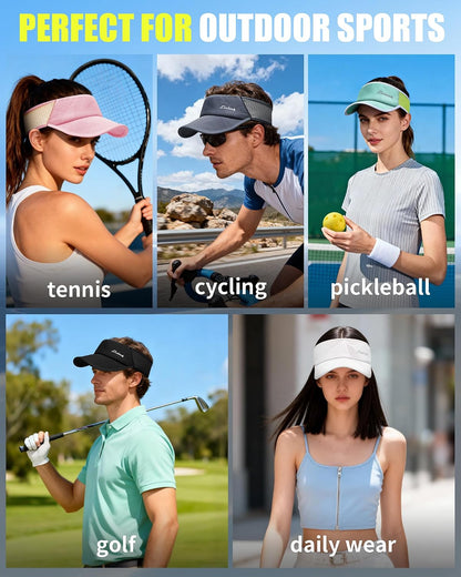 Sports Sun Visor for Men & Women Breathable Mesh, Stretchy Foldable Cooling Visor Hat for Running, Golf, Tennis, Hiking